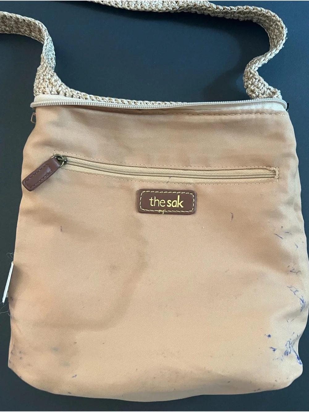 The Sak Neutral StripesCrochet Crossbody Bag